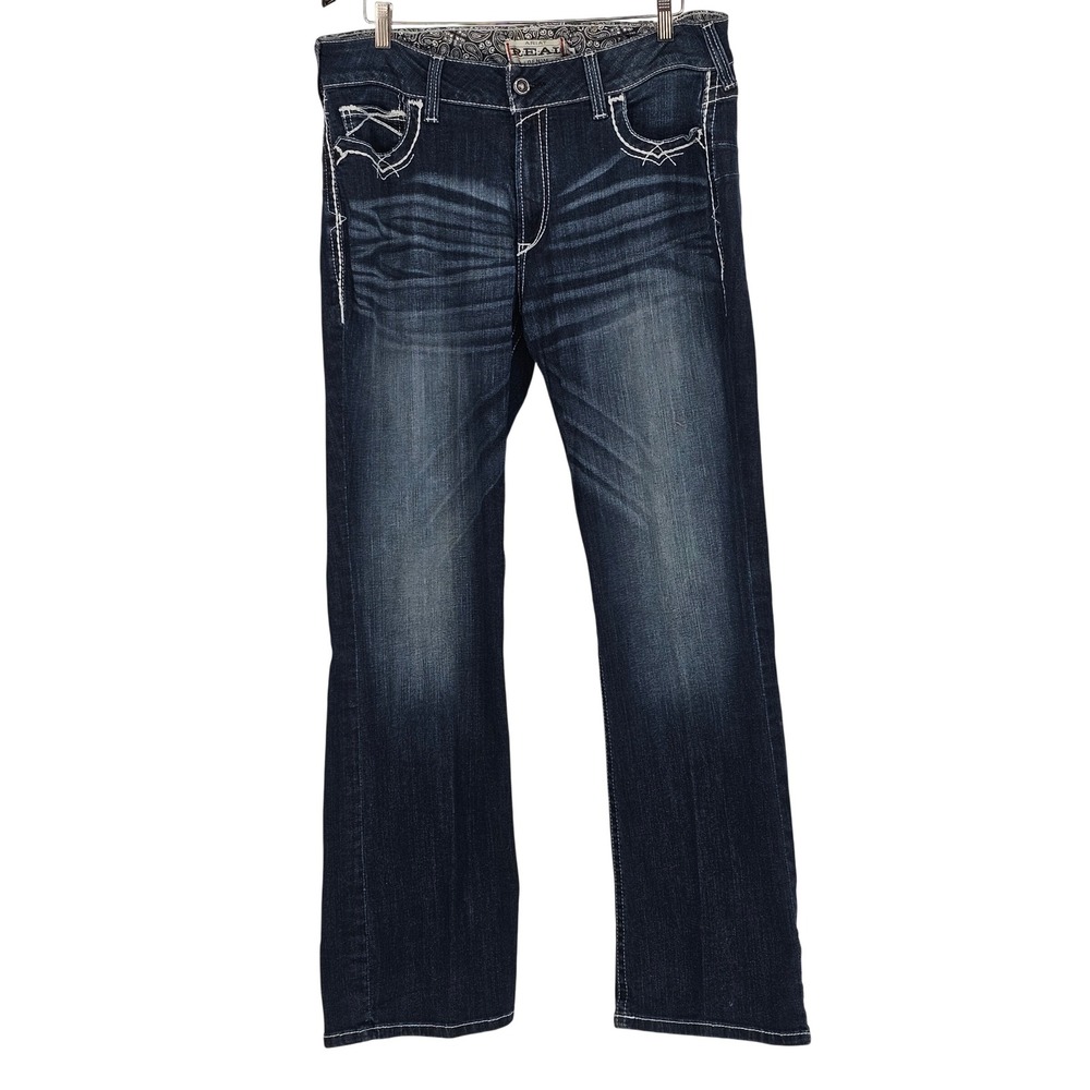 Ariat REAL Entwined Jeans Womens 34R Blue High Rise Bootcut Western Cowgirl